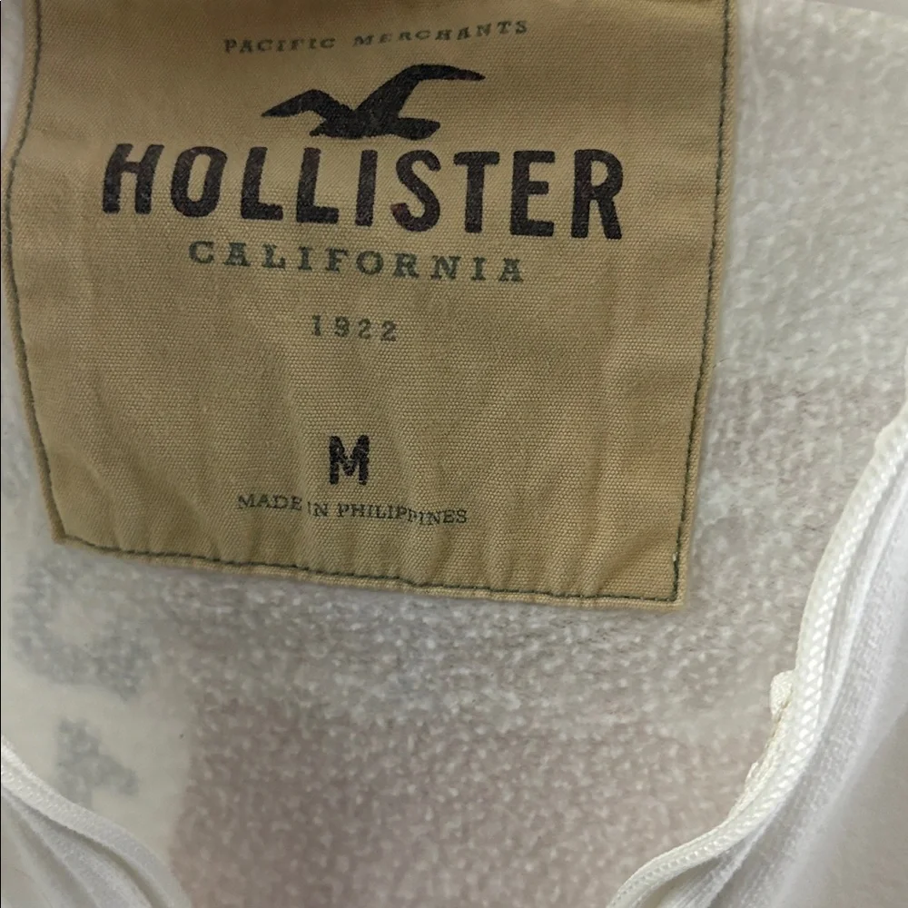 Hollister White Men's Hoodie Size Medium Fill Zip California - Picture 4 of 9